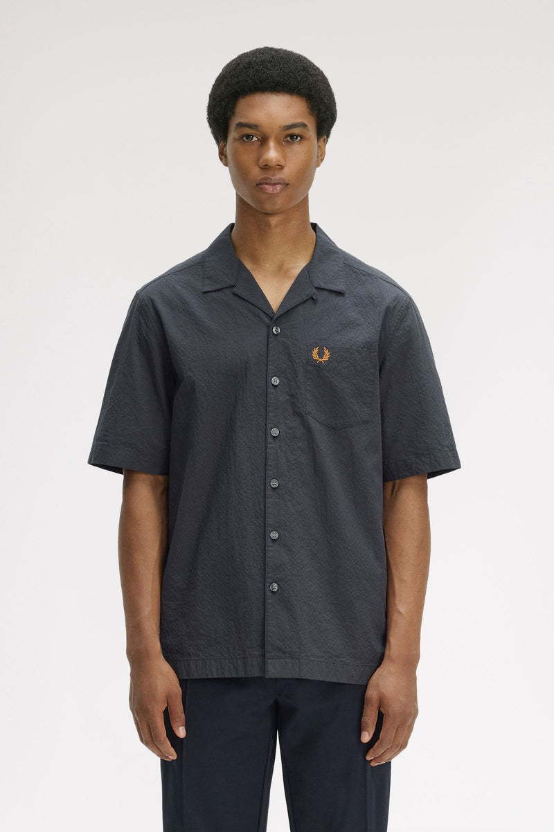 SEERSUCKER REVERE COLLAR SHIRT