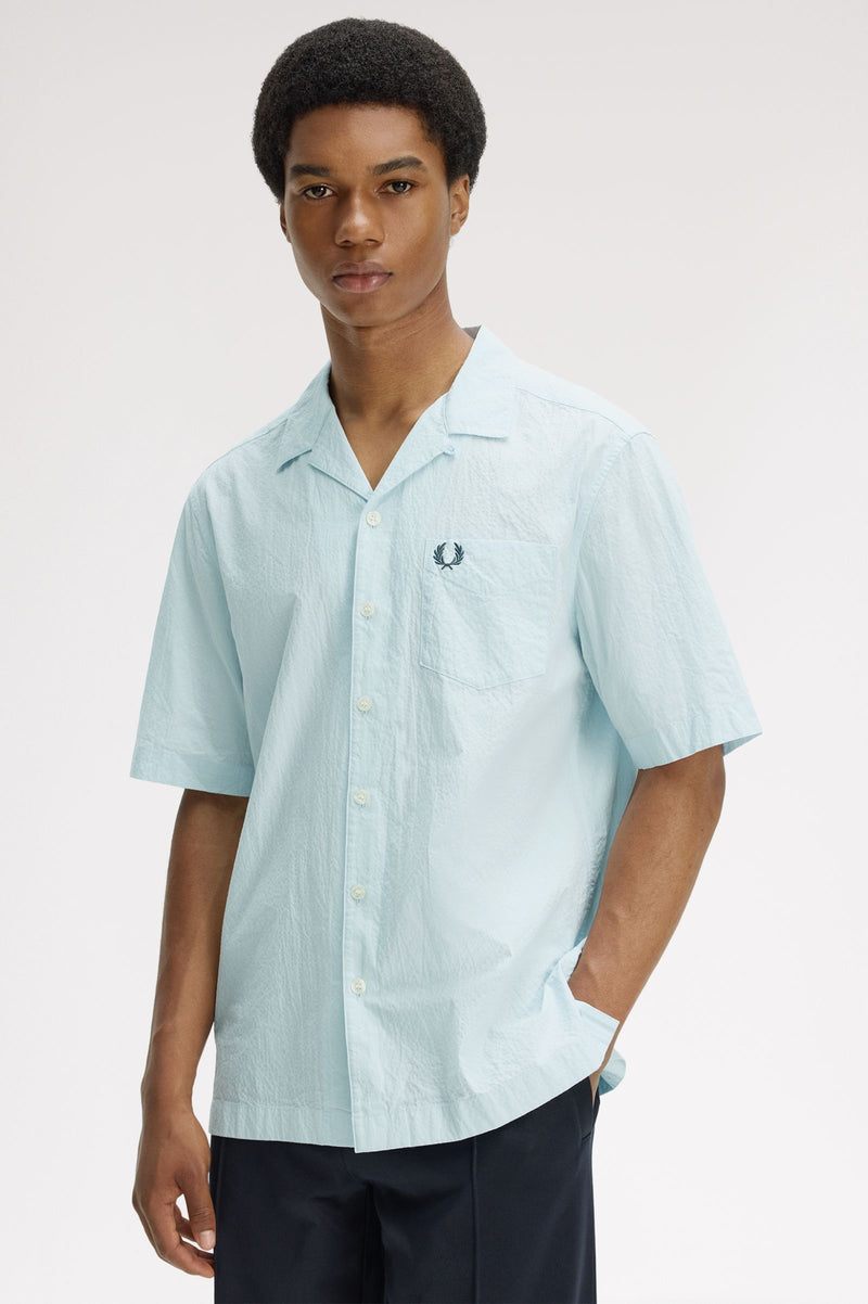 SEERSUCKER REVERE COLLAR SHIRT