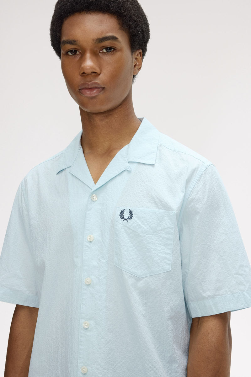 SEERSUCKER REVERE COLLAR SHIRT