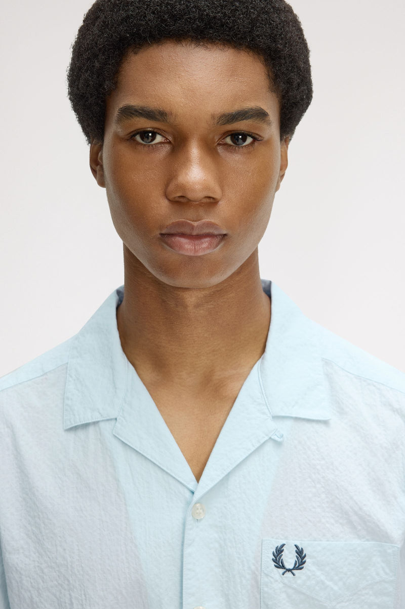 SEERSUCKER REVERE COLLAR SHIRT