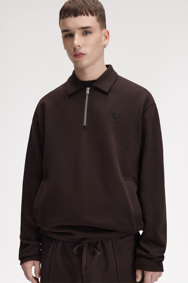 HALF ZIP SMOCK SWEATSHIRT