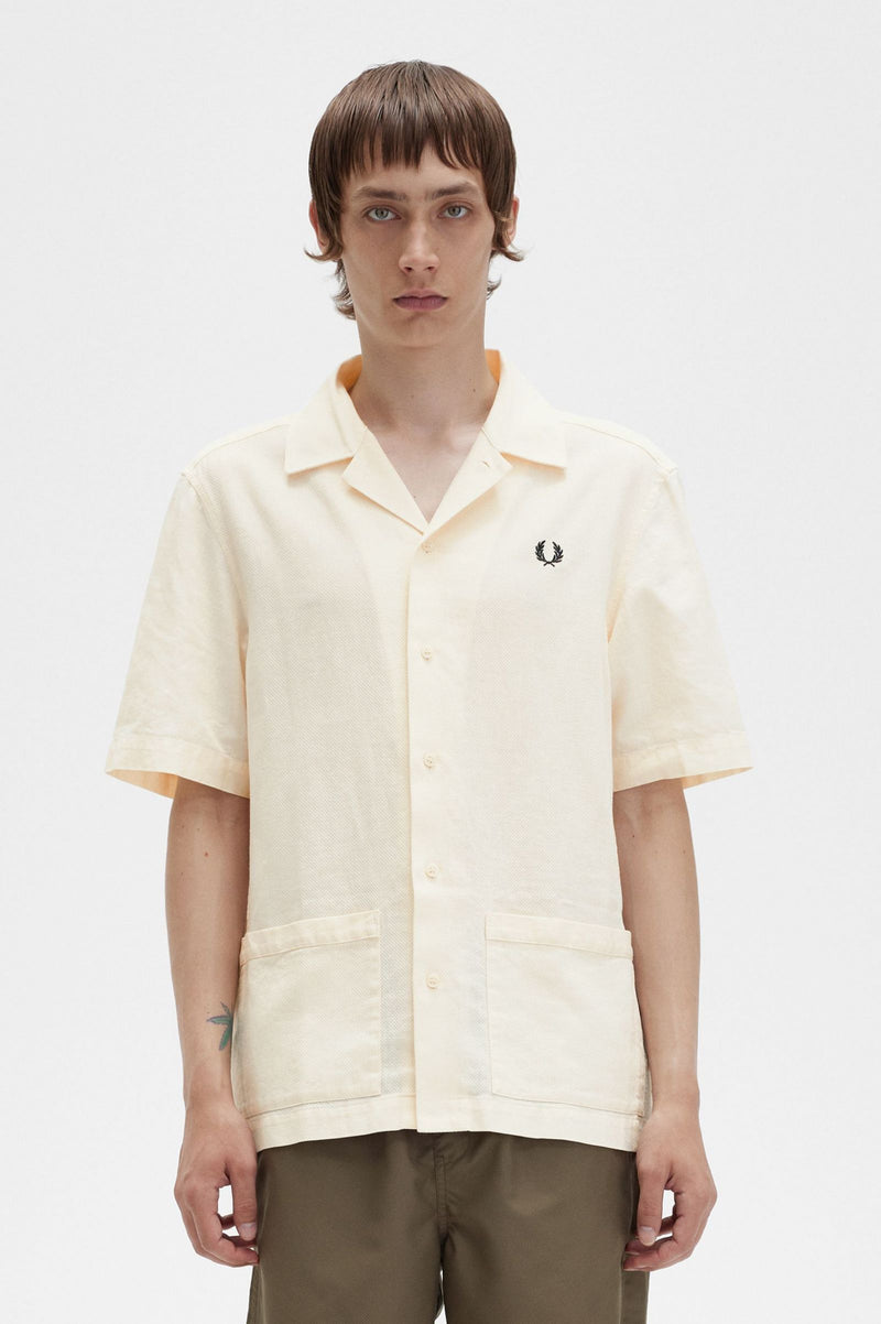 FRED PERRY LINEN PIQUE PANEL SHIRT