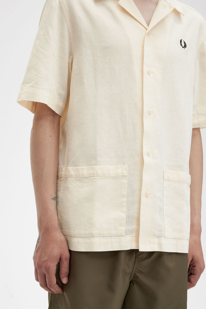 FRED PERRY LINEN PIQUE PANEL SHIRT