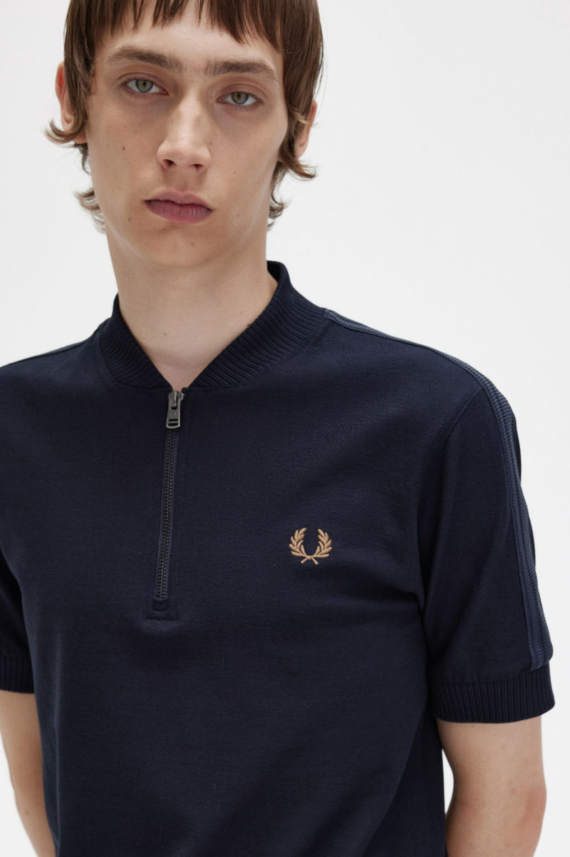FRED PERRY BOMBER NECK HALF ZIP POLO SHIRT