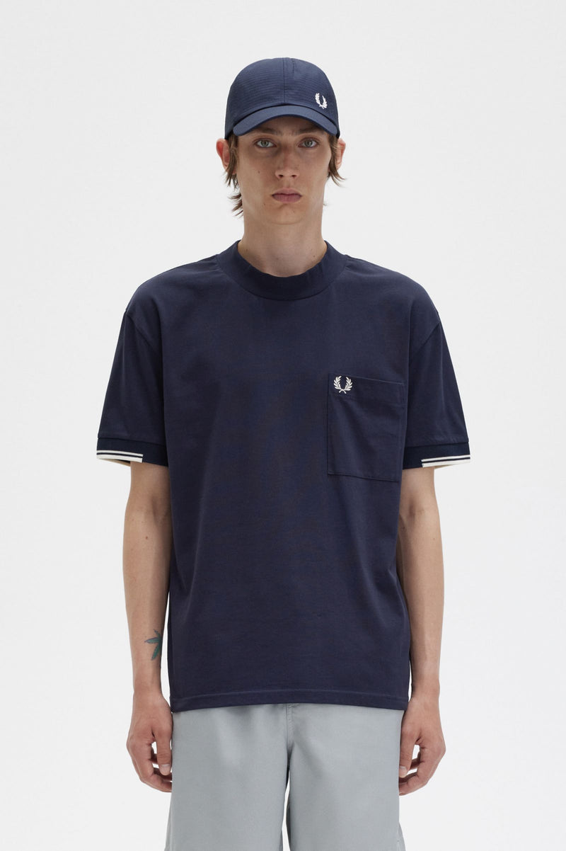 FRED PERRY TIPPED SLEEVE POCKET T-SHIRT