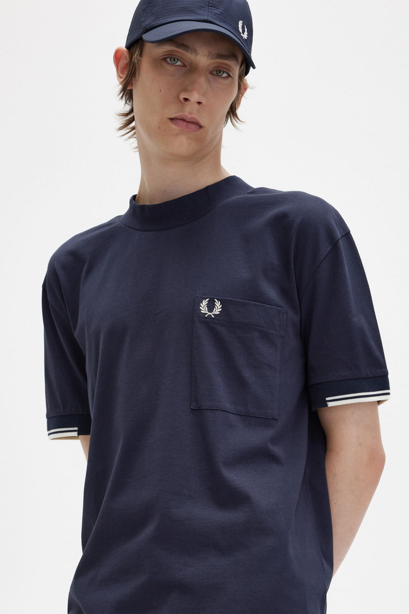 FRED PERRY TIPPED SLEEVE POCKET T-SHIRT