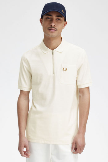 FRED PERRY TEXTURED ZIP NECK POLO SHIRT