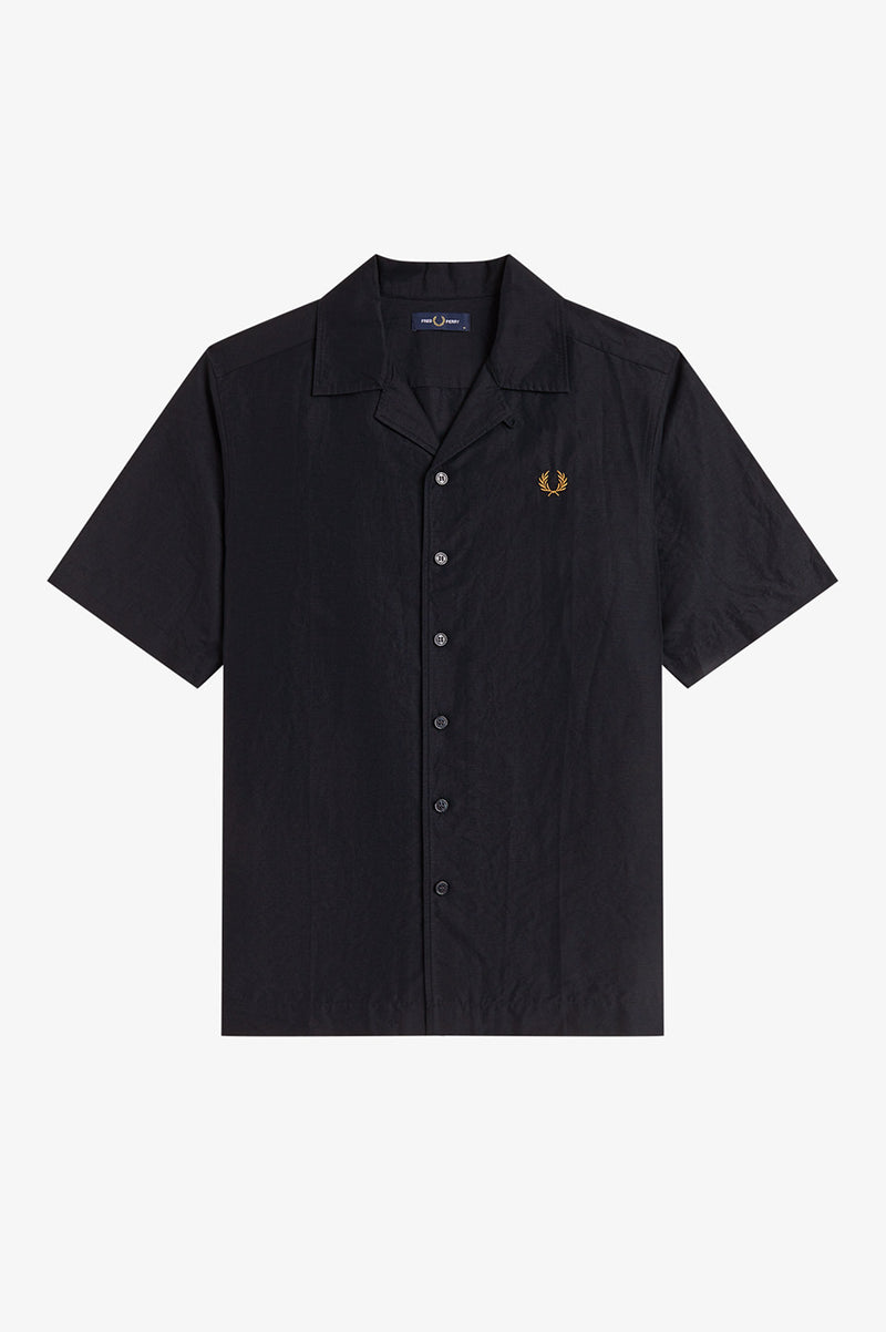 LINEN BLEND REVERE COLLAR SHIRT