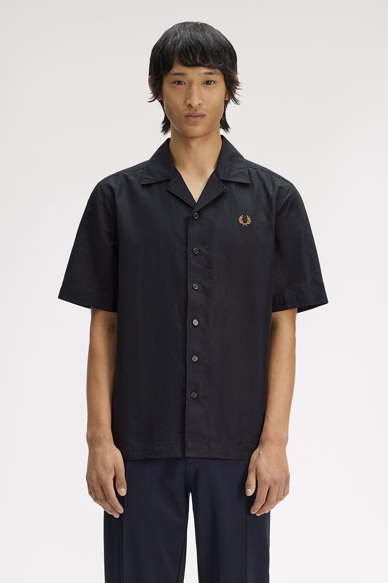 LINEN BLEND REVERE COLLAR SHIRT