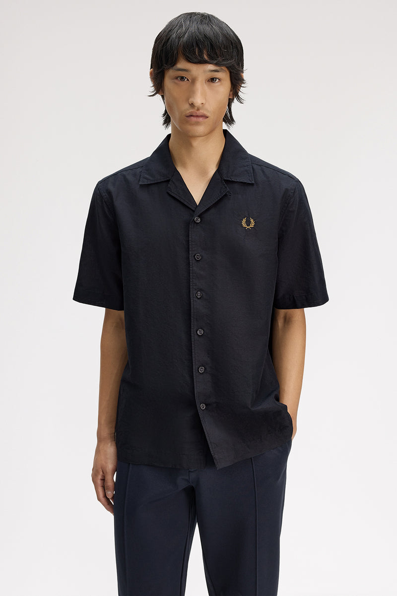 LINEN BLEND REVERE COLLAR SHIRT