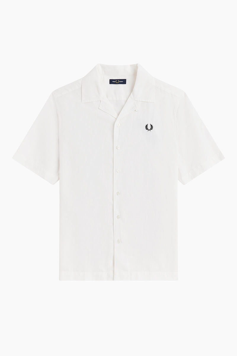 LINEN BLEND REVERE COLLAR SHIRT