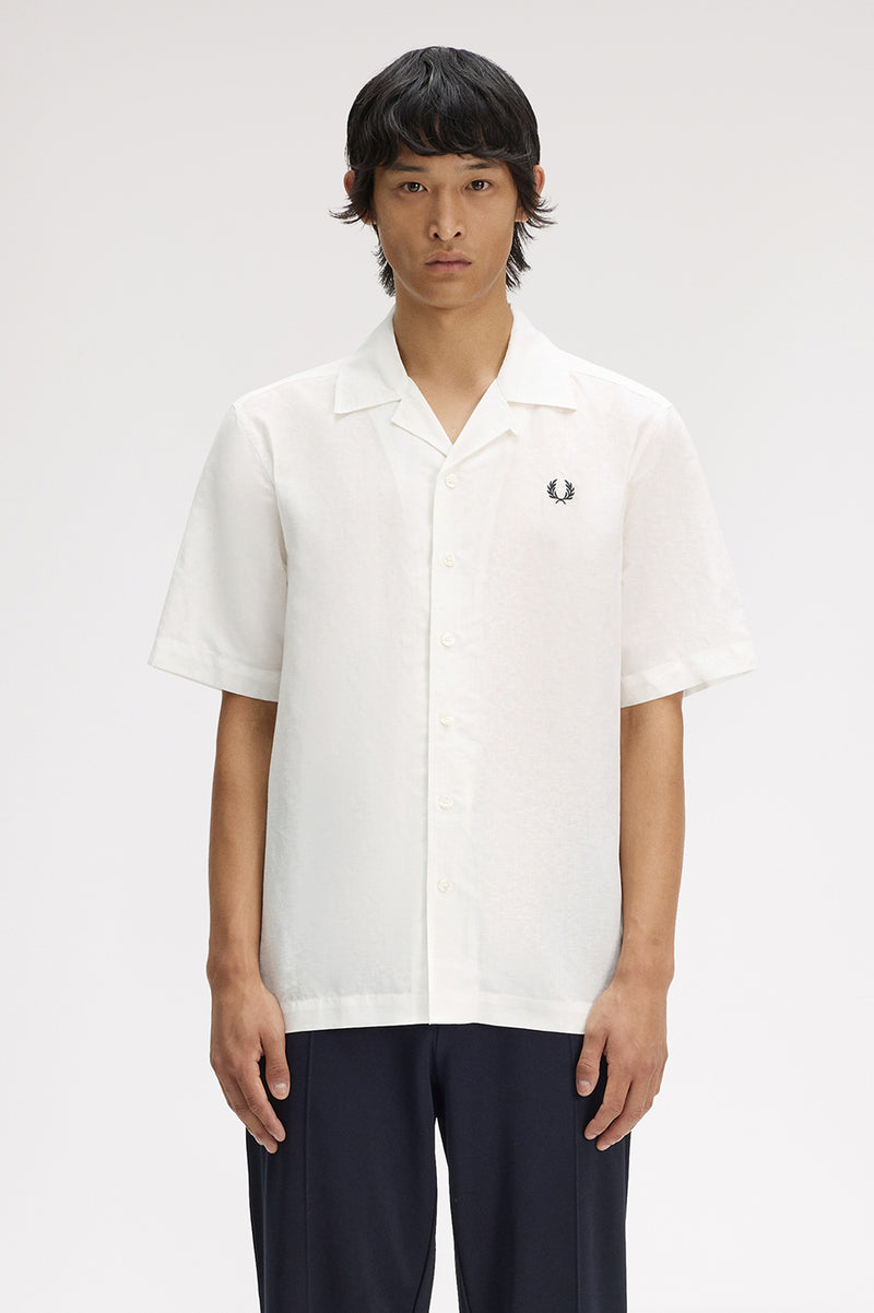 LINEN BLEND REVERE COLLAR SHIRT