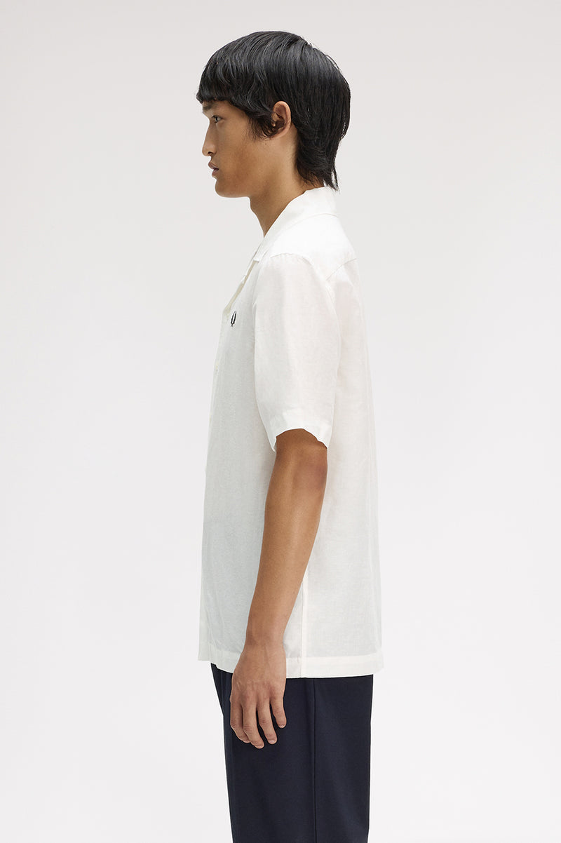 LINEN BLEND REVERE COLLAR SHIRT