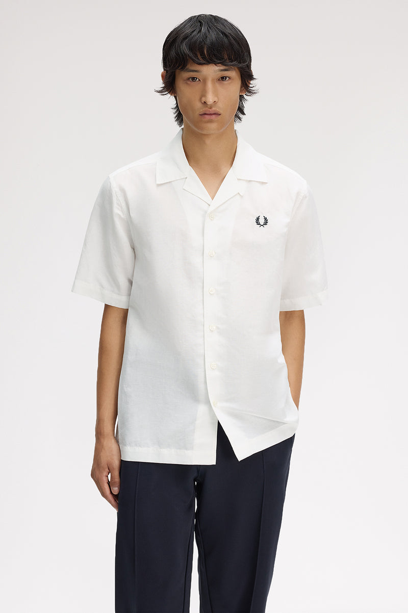 LINEN BLEND REVERE COLLAR SHIRT