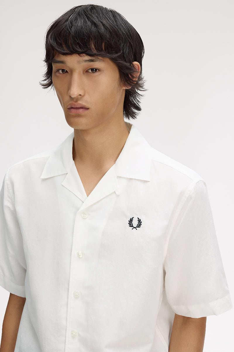 LINEN BLEND REVERE COLLAR SHIRT