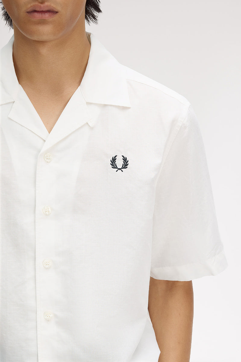 LINEN BLEND REVERE COLLAR SHIRT