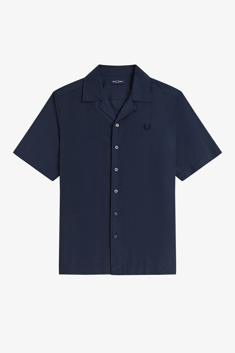 LINEN BLEND REVERE COLLAR SHIRT