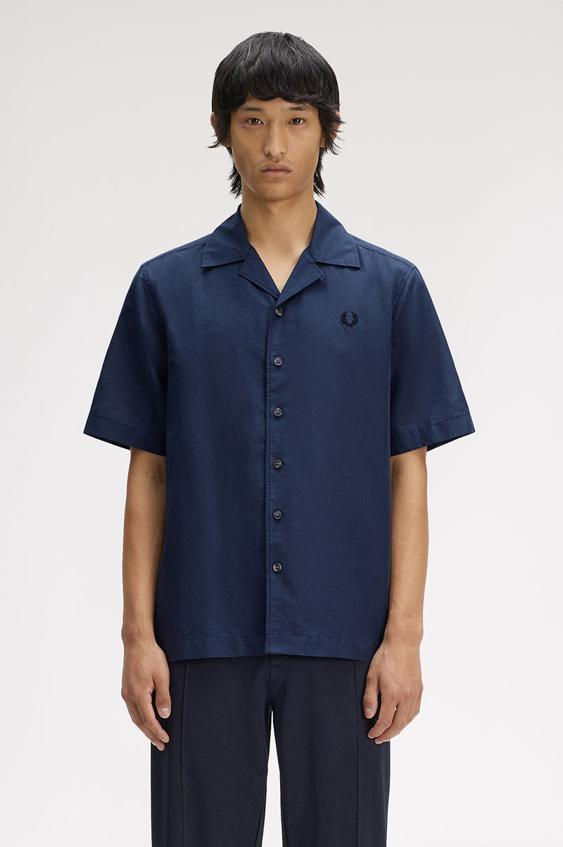 LINEN BLEND REVERE COLLAR SHIRT