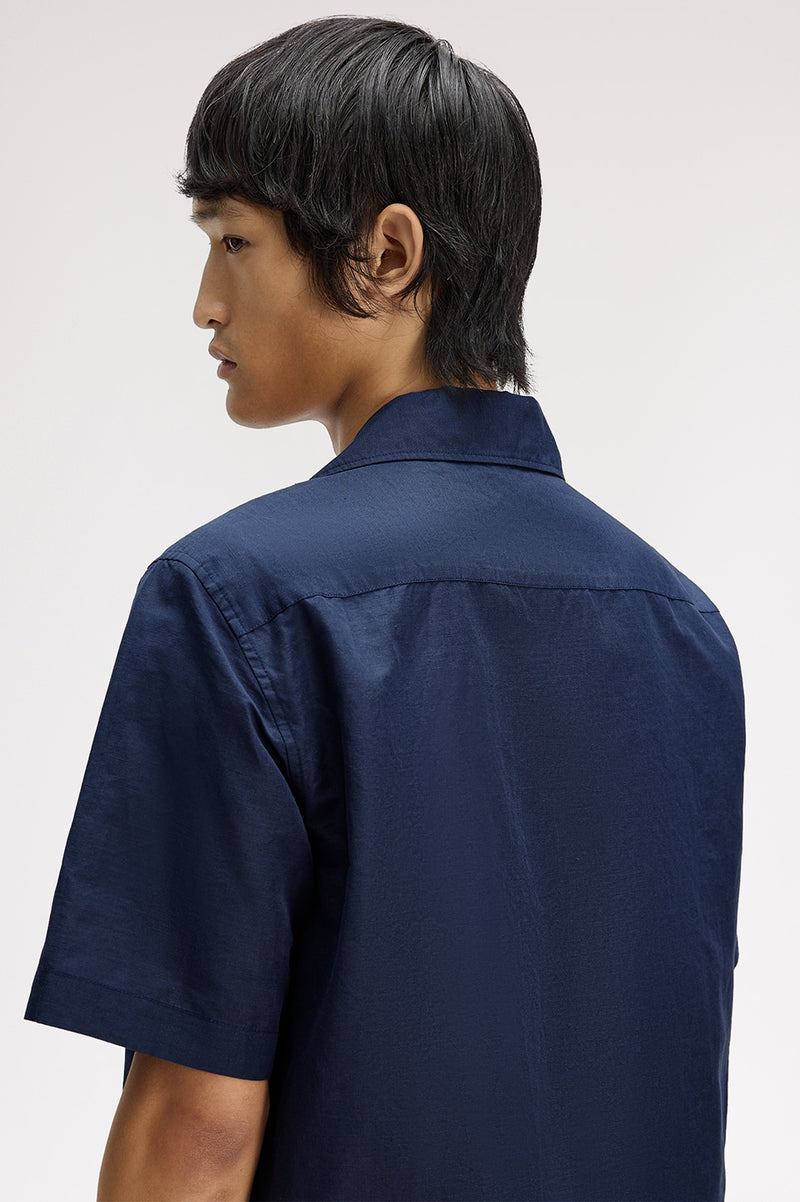 LINEN BLEND REVERE COLLAR SHIRT