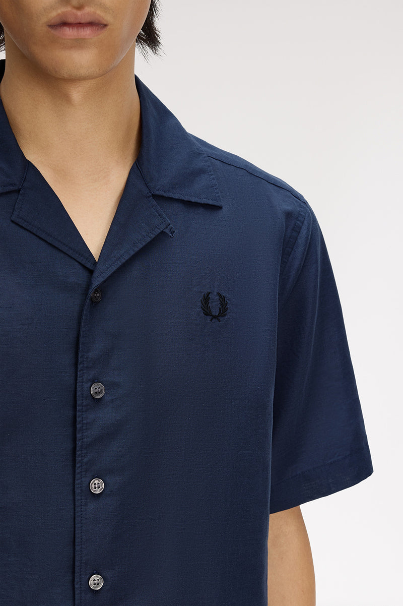 LINEN BLEND REVERE COLLAR SHIRT