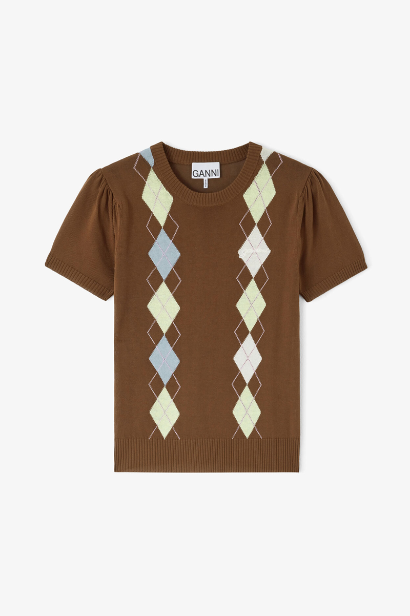 LIGHT COTTON ARGYLE T-SHIRT