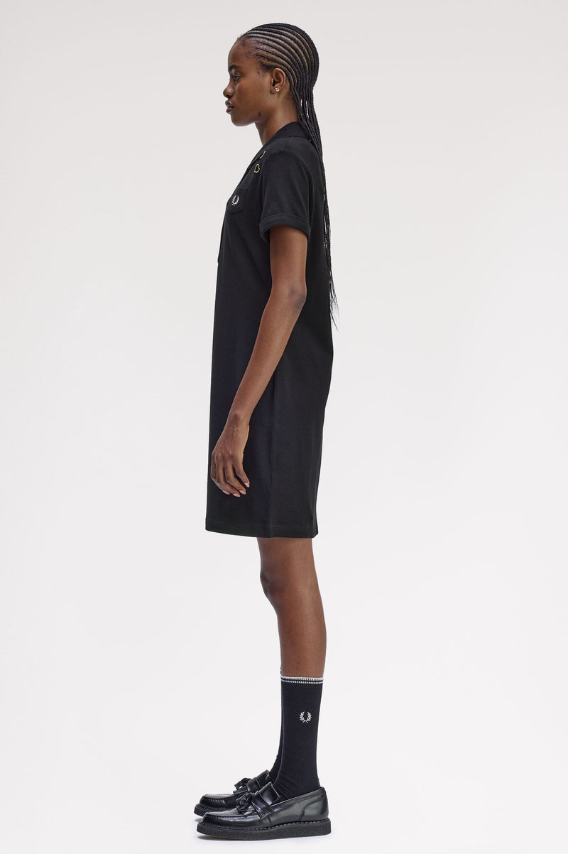 POCKET DETAIL PIQUE DRESS