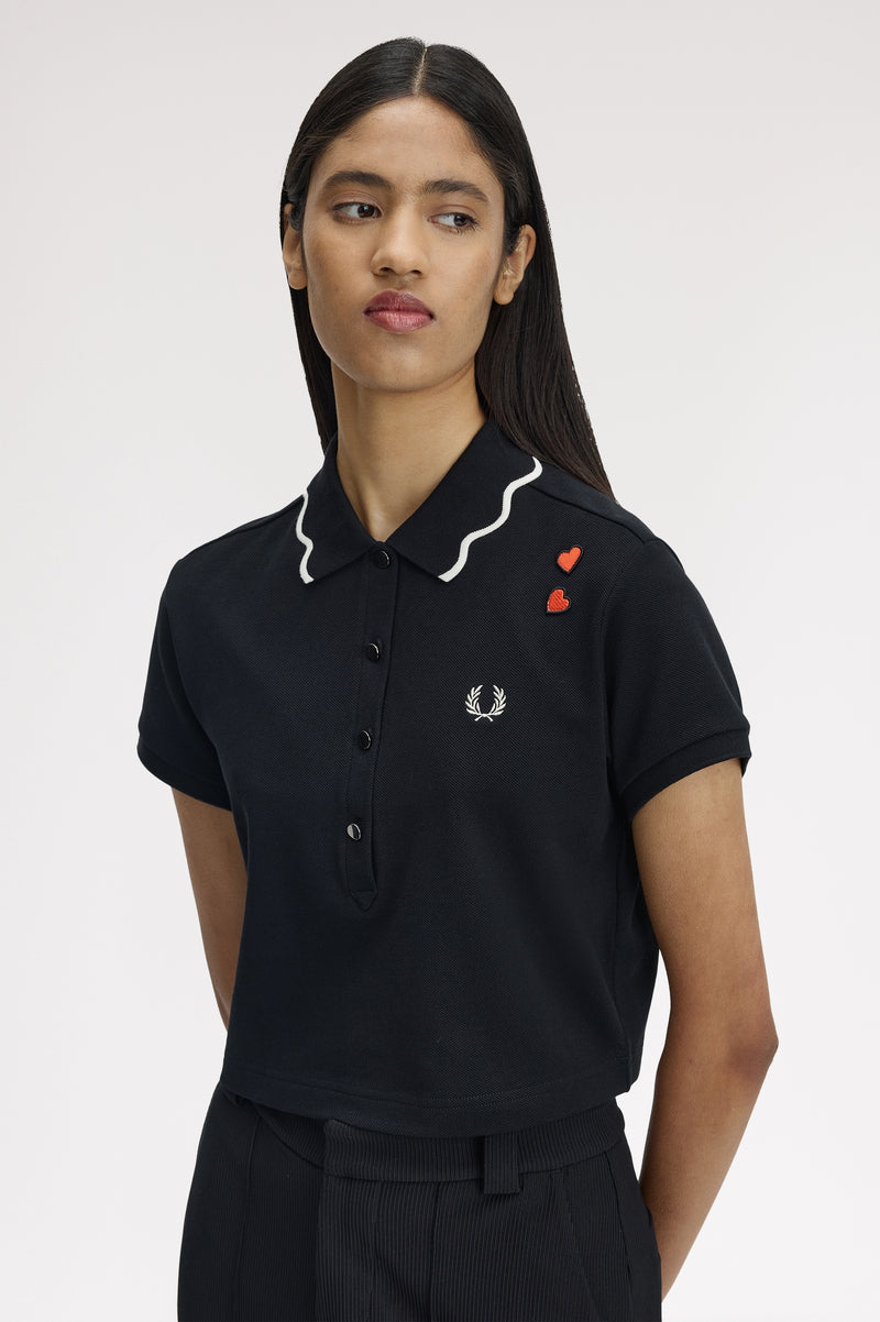 SCALLOPED TRIM POLO SHIRT