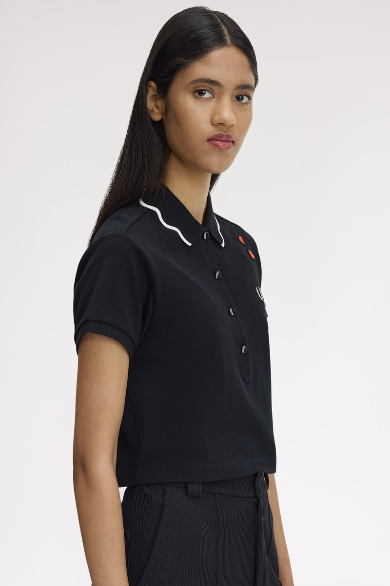 SCALLOPED TRIM POLO SHIRT