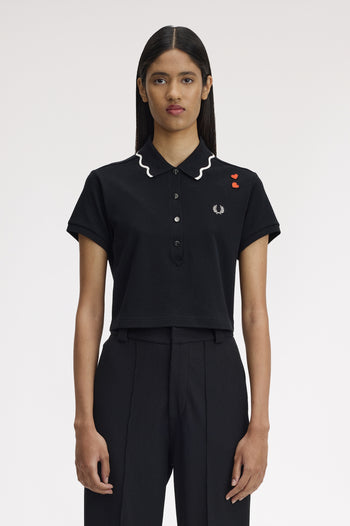 SCALLOPED TRIM POLO SHIRT