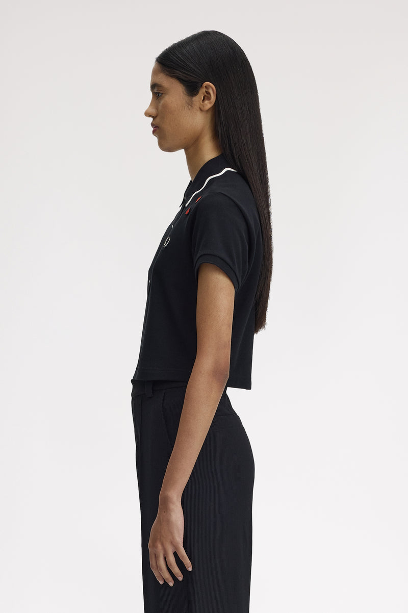 SCALLOPED TRIM POLO SHIRT