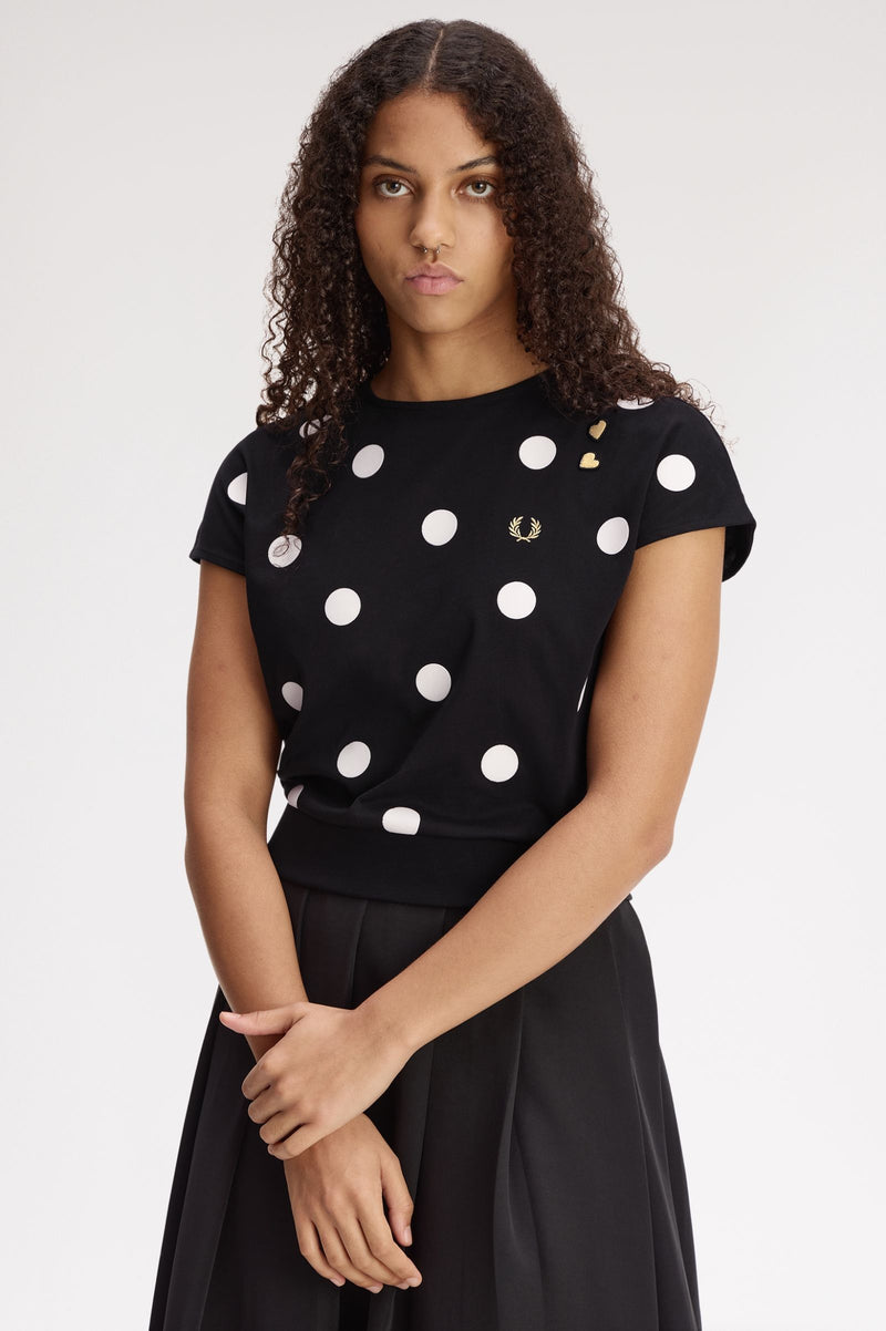 FLOCKED POLKA DOT TOP