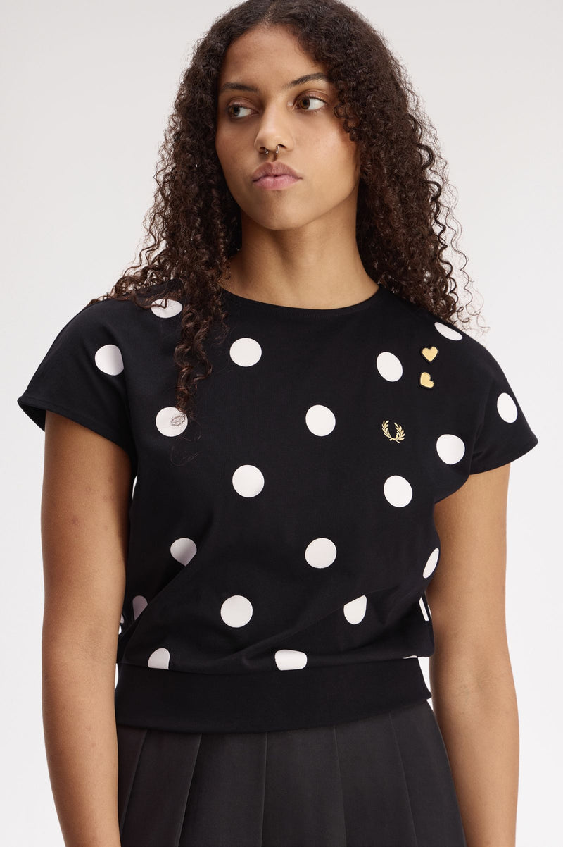 FLOCKED POLKA DOT TOP