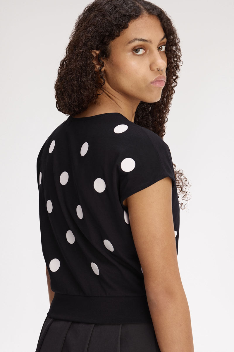 FLOCKED POLKA DOT TOP