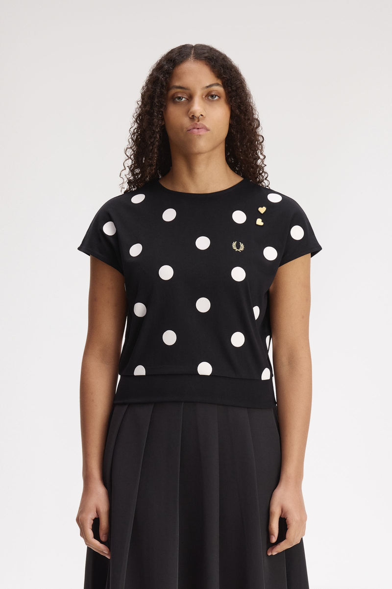 FLOCKED POLKA DOT TOP
