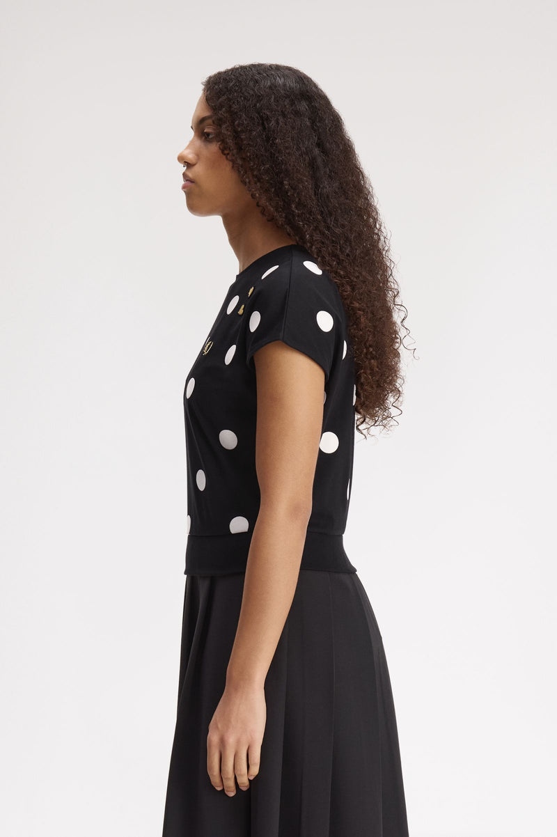 FLOCKED POLKA DOT TOP