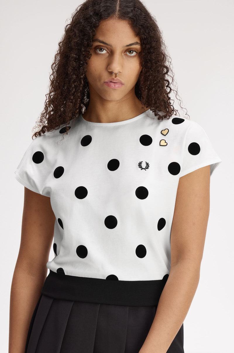 FLOCKED POLKA DOT TOP