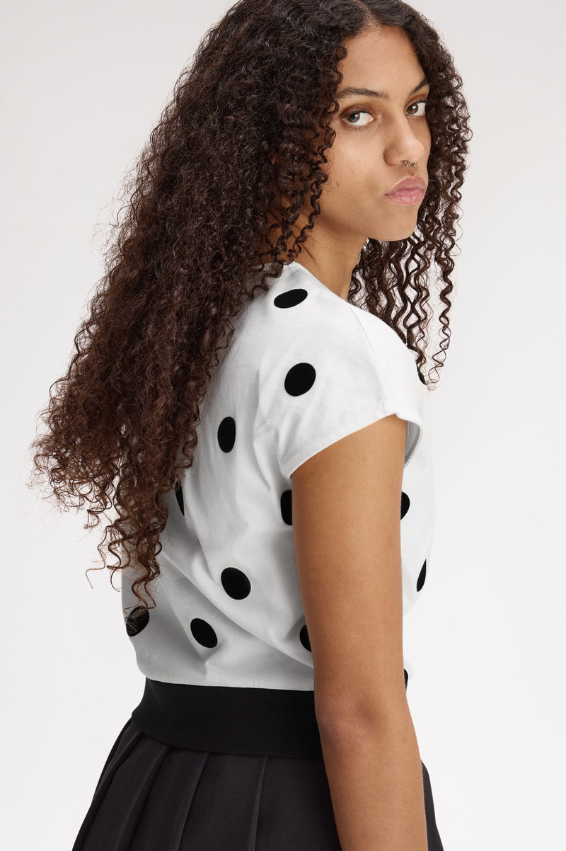 FLOCKED POLKA DOT TOP