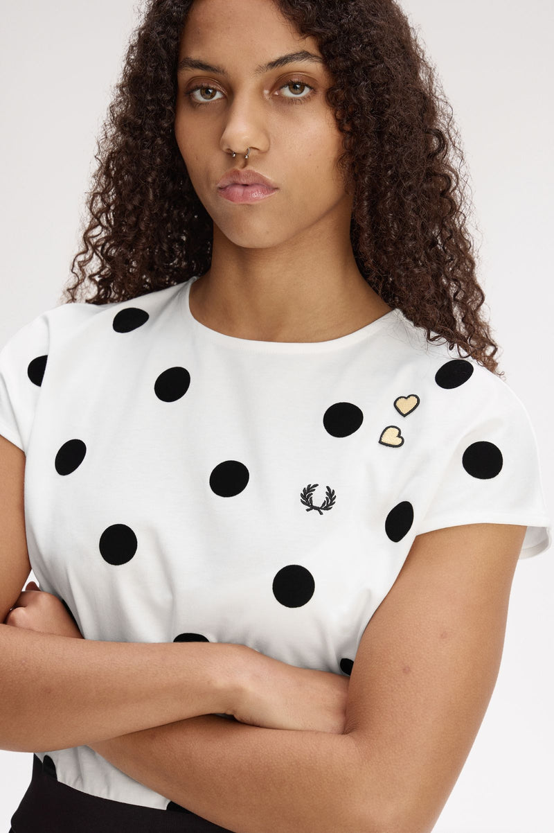 FLOCKED POLKA DOT TOP