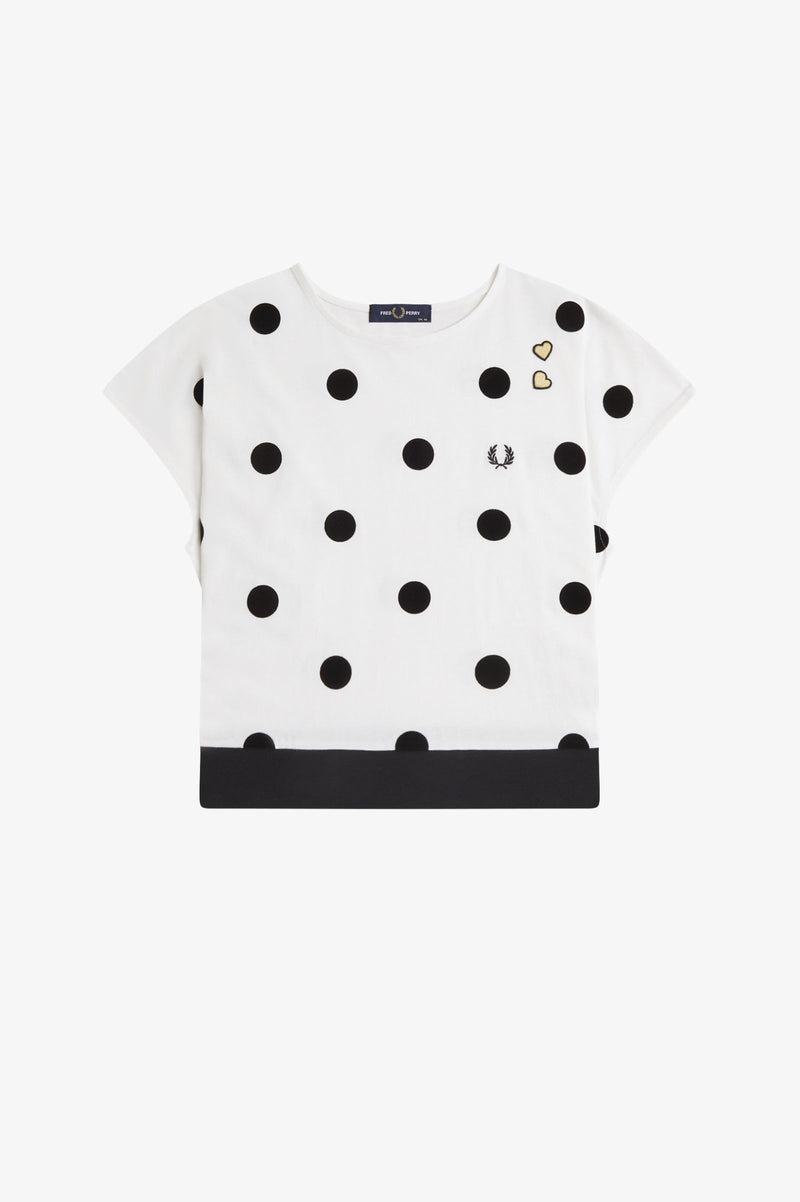 FLOCKED POLKA DOT TOP