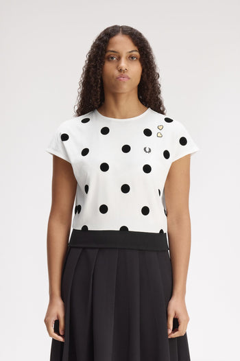 FLOCKED POLKA DOT TOP