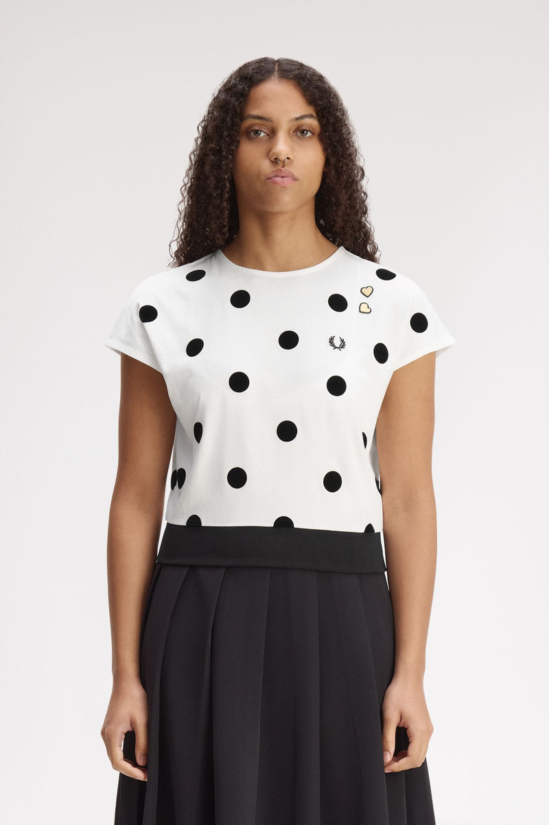 FLOCKED POLKA DOT TOP