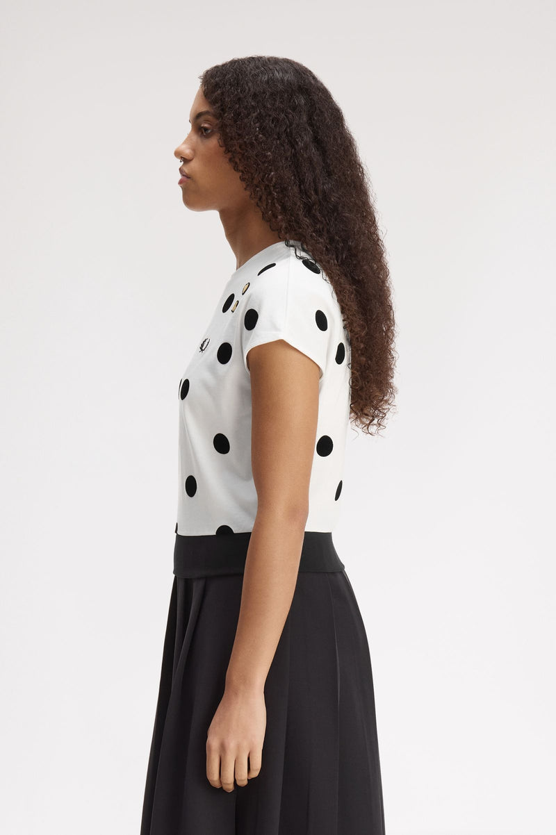 FLOCKED POLKA DOT TOP