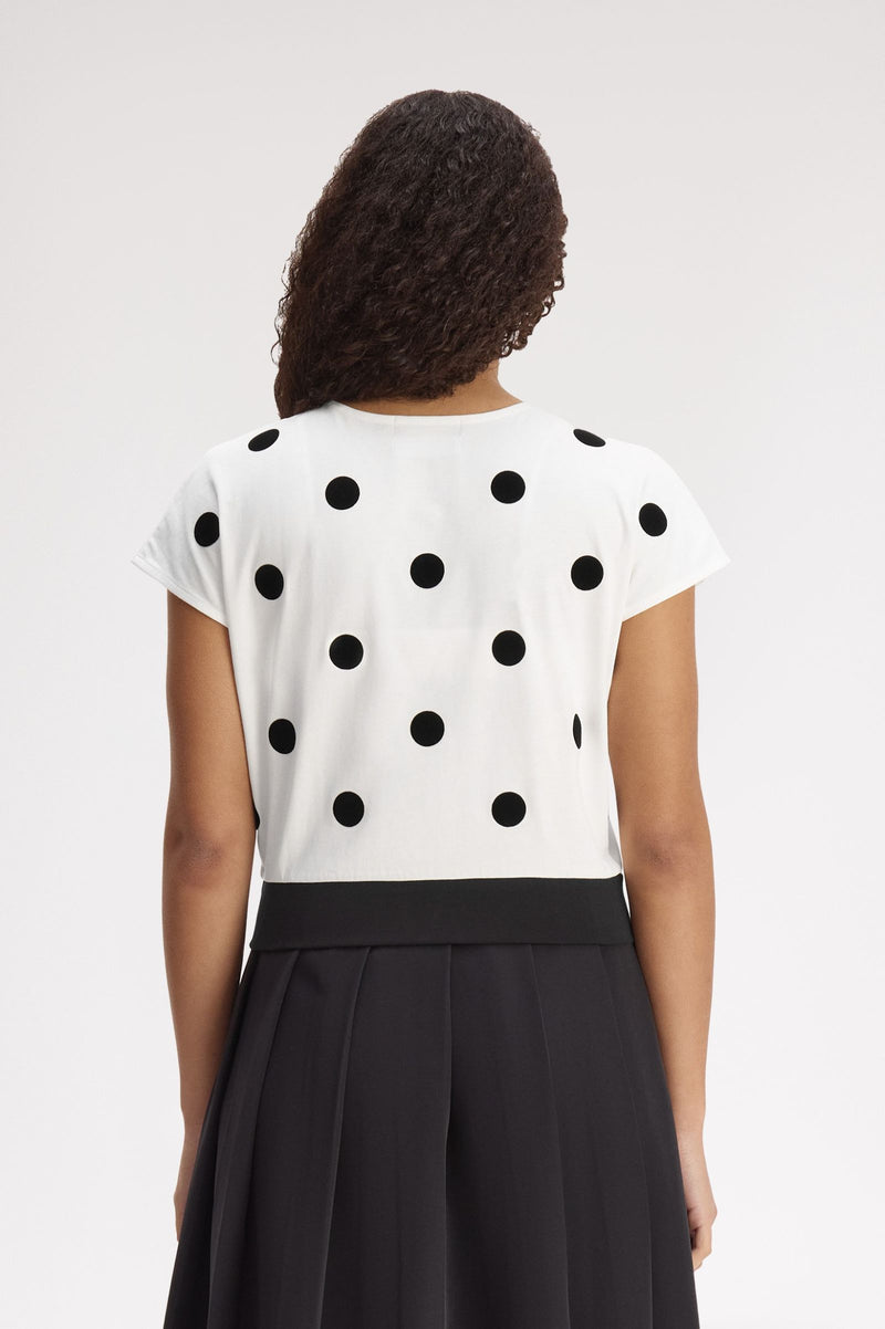 FLOCKED POLKA DOT TOP