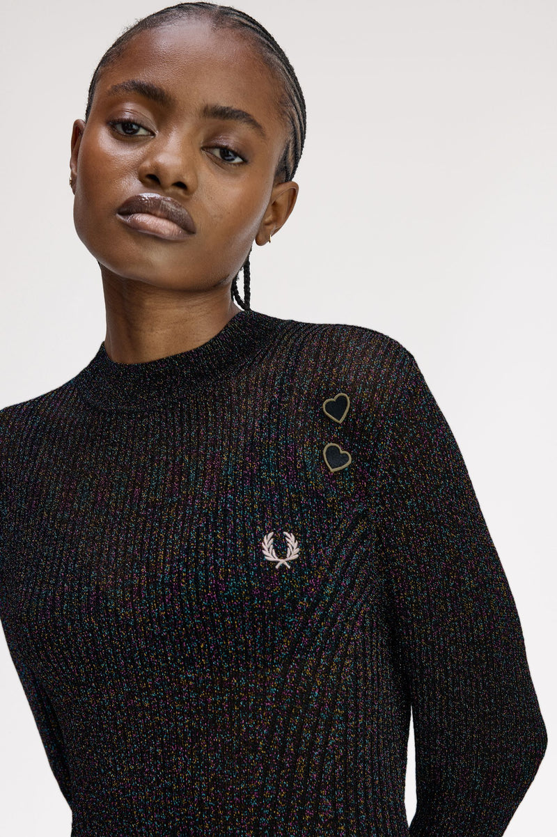 OPEN-KNIT METALLIC RIBBED TOP
