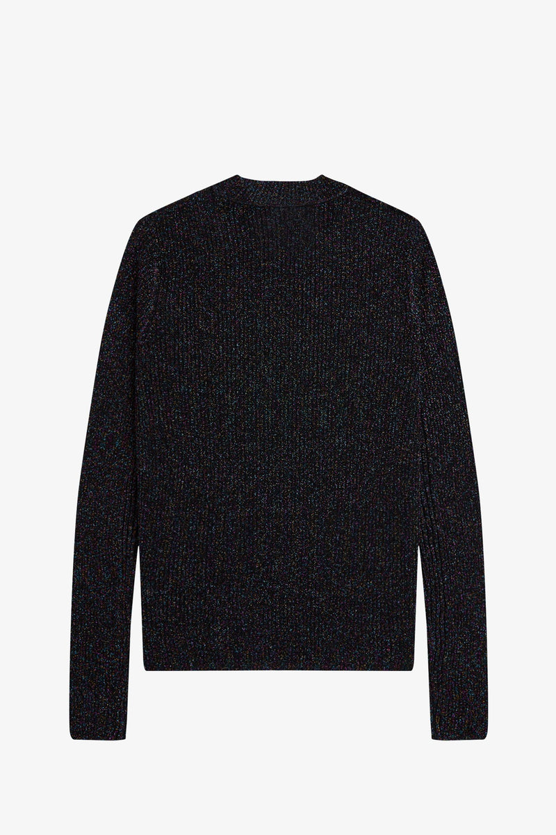 OPEN-KNIT METALLIC RIBBED TOP