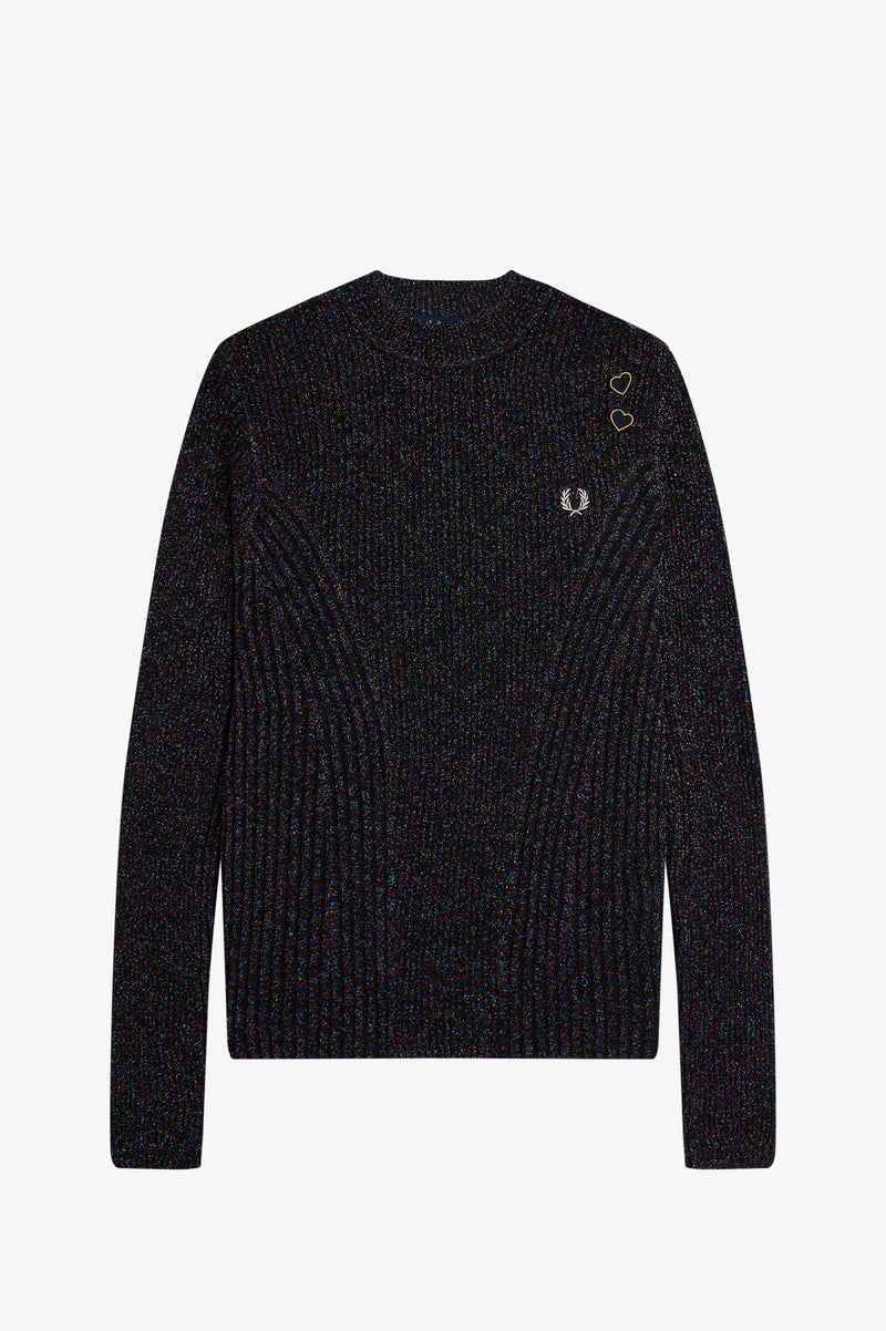 OPEN-KNIT METALLIC RIBBED TOP