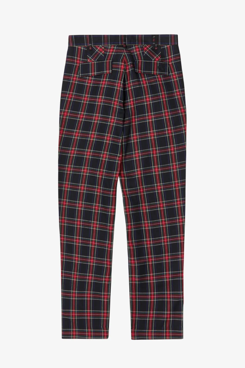 Mens slim fit 2025 red tartan trousers
