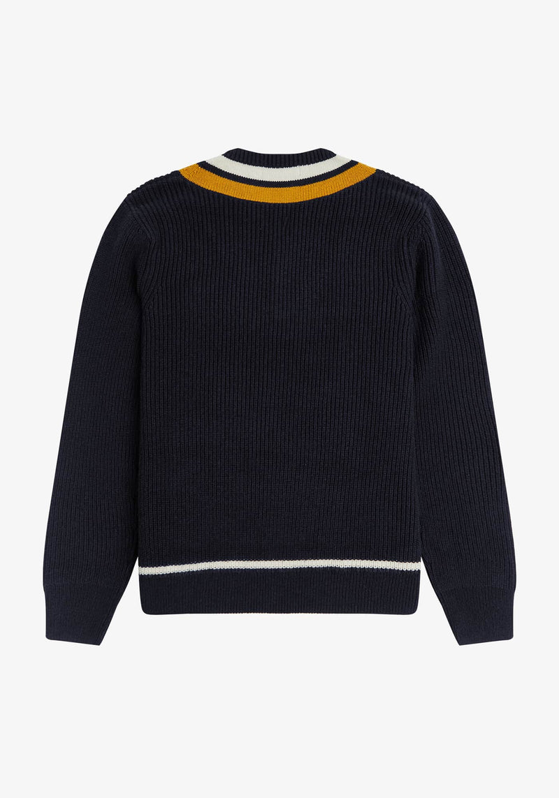 FRED PERRY STRIPED V NECK JUMPER