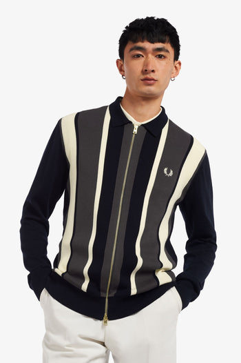 FRED PERRY STRIPED ZIP-THROUGH CARDIGAN