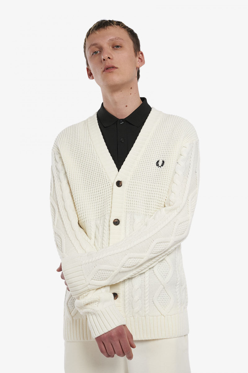 FRED PERRY TEXTURED PANEL CARDIGAN